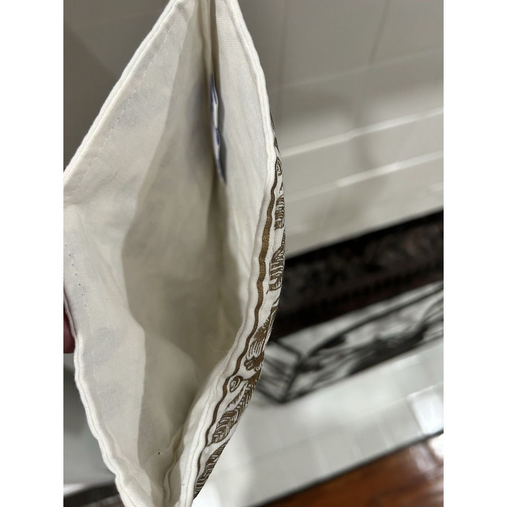 April Cornell Felicity Gold  Toile Floral Christmas Stocking‎ Crocheted Flower - Picture 10 of 12